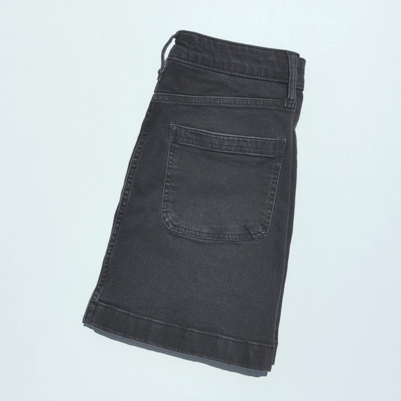 Madewell High Waisted Black Wash Button Front A-Line Denim Jean Mini Skirt 25 - Picture 11 of 11